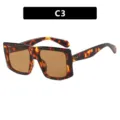 Übergroße quadratische Sonnenbrille für Damen in Schildpatt-Optik mit braunen Gläsern C3 - C3-Schildpatt Helltee Glas