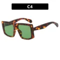 Modische quadratische Vintage-Sonnenbrille mit Schildpatt-Rahmen und grünen Gläsern C4 - C4-Schildpatt Dunkelgrün Glas