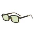 Occhiali da sole quadrati tartaruga retro con lenti verdi per moda streetwear casual - Montatura a Righe Verdi Lente Verde