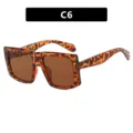 Modische übergroße quadratische Sonnenbrille für Damen in Schildpatt-Optik, Farbe C6 - C6-Punktiertes Schildpatt Teeglas