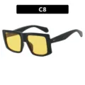 Übergroße quadratische Sonnenbrille mit schwarzem Rahmen und gelben Gläsern C8 - C8-Glänzend Schwarz Rahmen Gelbe Gläser