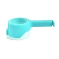 Turquoise plastic food bag sealing clip with pouring spout for moisture-proof storage - Blue