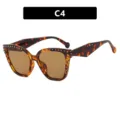 Stylish cat-eye tortoiseshell eyeglass frame with silver rivets decoration, model C4 - Rivet Style (C4) / Light Tea Lens / Tortoiseshell Pattern