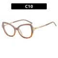 Elegant cat-eye glasses frames with rhinestone-studded gold temples in brown shade C10 - Cat Eye Rhinestone Style (8093) / Apricot Leopard Frame Clear Lens