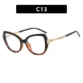 Women's cat-eye glasses with rhinestone-encrusted gold temples and tortoise frame - Cat Eye Rhinestone Style (8093) / Black Leopard Gradient Frame Clear Lens