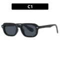 Gafas de sol cuadradas negras vintage con montura de tachuelas metálicas UV400 C1 - Unisex / Negro Brillante Lente Gris