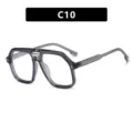 Stylish transparent grey double bridge pilot glasses with arrow rivet detail for daily wear. - Transparent Grey Frame Clear Lens