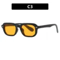 Gafas de sol retro cuadradas pequeñas con montura negra y lentes naranjas C3 - Unisex / Negro Brillante Naranja Oscuro