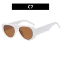 Retro oversized ovale zonnebril met dik wit montuur en bruine glazen variant C7 - Wit Frame Theebruine Lens (C7)