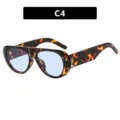 Retro zonnebril met schildpadmotief en lichtblauwe glazen - Schildpad Frame Blauwe Lens (C4)