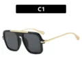 Women Oversized Square Sunglasses Luxury Designer Black Gold Fashion Pilot Sun Glasses - C1-Glossy Black Grey Lens