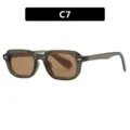 Lunettes de soleil rétro carrées avec protection UV, verres marron, style modèle C7 - Unisexe / Monture Vert Olive Verre Thé