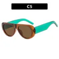 Retro zonnebril met bruin montuur en groenblauwe poten, UV400 bescherming model C5 - Theebruin Frame Theebruine Lens (C5)