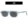 Lunettes de soleil carrées rétro avec monture bleue transparente - Couleur C8 - Unisexe / Monture Gris Transparent & Verres Gris