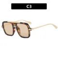 Square sunglasses tortoise shell and gold frame C3 variant chic eyewear for women - C3-Tortoise Frame Light Tea Lens