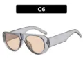 Retro oversized zonnebril met een transparant grijs montuur en bruine glazen C6 - Grijs Frame Theebruine Lens (C6)