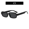 Gafas de sol cuadradas negras con detalle de estrella plateada para mujer SKU C1 - Montura Cuadrada Pequeña (C1) / Negro Brillante/Lente Gris