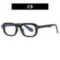 Lunettes classiques à monture carrée noire avec rivets argentés variante C9 pour le quotidien - Unisexe / Noir Brillant Verre Clair