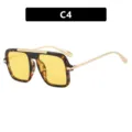 Women vintage square pilot sunglasses with tortoise frame and gold metal temples trendy eyewear - C4 - Floral Pattern Yellow Lens