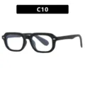 Lunettes de soleil carrées rétro avec monture noire et détails de clous, style C10 - Unisexe / Noir Sablé / Verres Transparents