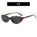 Retro Katzenaugen-Sonnenbrille mit Schildpatt-Rahmen, dunkle Gläser, Farbe C1 - C1 Tofu-Pudding Grau
