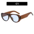 Retro zonnebril met bruin montuur en lichtblauwe glazen, UV-bescherming, model C1 - Theebruin Frame Blauwe Lens (C1)