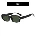 Gafas de sol cuadradas retro con detalle de estrella, variante negro y verde C3 moda - Montura Cuadrada Pequeña (C3) / Montura Negro Brillante Lente Verde Oscuro