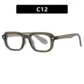Lunettes carrées vintage avec détails de rivets et monture gris fumé transparente - Unisexe / Vert Olive / Verres Clairs