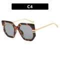 Gafas de sol oversize irregulares de moda con carey y patillas doradas - Lente gris / Carey (C4)