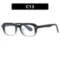 Lunettes carrées rétro à dégradé noir et transparent avec détails de clous de riz - Unisexe / Monture Bicolore Noir & Transparent Verres Transparents