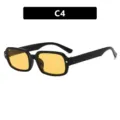 Gafas de sol cuadradas negras modernas con lentes amarillas y estrellas - Montura Cuadrada Pequeña (C4) / Negro Brillante Lente Amarilla