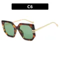 Stylish irregular large frame sunglasses with tortoise shell finish and green lenses - Tortoiseshell (C6)