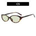 Moderne Retro-Sonnenbrille im Cat-Eye-Stil für Damen mit Schildpatt-Rahmen, Modell C5 - C5 Braun Tofu-Pudding Hellgrün