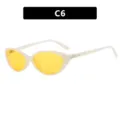 Retro-Katzenaugen-Sonnenbrille mit cremefarbenem Rahmen und gelben Gläsern, Modell C6 - C6 Cremeweiß Gelbe Linse