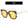 Stylish oversized irregular tortoiseshell sunglasses with yellow lenses for women fashion - Hawksbill (C7)