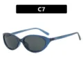 Stilvolle blaue Vintage-Sonnenbrille im Cat-Eye-Stil mit grauen Gläsern für Damen - C7 Transparent Blau Graue Linse