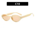 Chic vintage cream oval sunglasses featuring silver star studs and tinted orange lenses - C10-Cream White Frame Light Brown Lenses