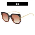 Stylish oversized irregular sunglasses with brown gradient lenses and gold temples - Black Tortoise (C9)