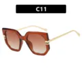 Stylish 2025 oversized irregular sunglasses with brown frames and golden metal temples - Deep Tea (C11)