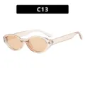 Trendy retro oval sunglasses featuring champagne transparent frame and rice nail accents - C13-Light Brown Frame Brown Lenses