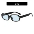 Gafas de sol cuadradas chic C12 con montura negra, lentes azul claro y detalles de estrellas - Negro Brillante Azul