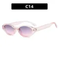 Vintage oval sunglasses with pink transparent frames and purple gradient lenses, style C14. - C14-Light Pink Frame Gradient Pink Lenses