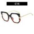 Irregular oversized sunglasses with black and tortoiseshell frame and gold temples - Black Tortoise (C15)