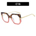 Stylish irregular oversized geometric glasses C16 with tortoiseshell and red frames - Tortoise/Red White (C16)