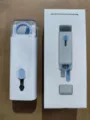 Portable 7-in-1 keyboard and earbud cleaning brush set in white and light blue - Blue