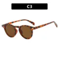 Retro round tortoiseshell patterned glasses frame with silver rivets, color code C3 - Leopard Print Tea (C3)