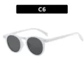 Lunettes rondes rétro à monture blanche et clous argentés, modèle de variante SKU C6. - Blanc Solide Gris (C6)