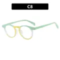 Monture de lunettes ronde rétro tricolore en vert menthe et jaune C8 - Patchwork Vert et Jaune (C8)