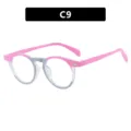 Lunettes rondes rétro roses et transparentes pour femmes, design de mode unique variante C9 - Rose Clair et Blanc (C9)