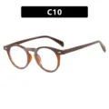 Monture de lunettes ronde rétro marron avec clous de riz, variante modèle C10 pour femme - Thé Foncé et Marron (C10)